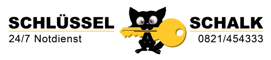 Schlüssel Schalk Augsburg Logo mit Telefonnummer und einem Fuchs mit Schlüssel im Mund
